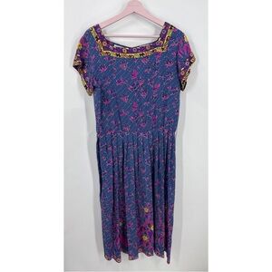 Oleg Cassini William Coppola vintage 100% silk floral print Pleated Midi dress